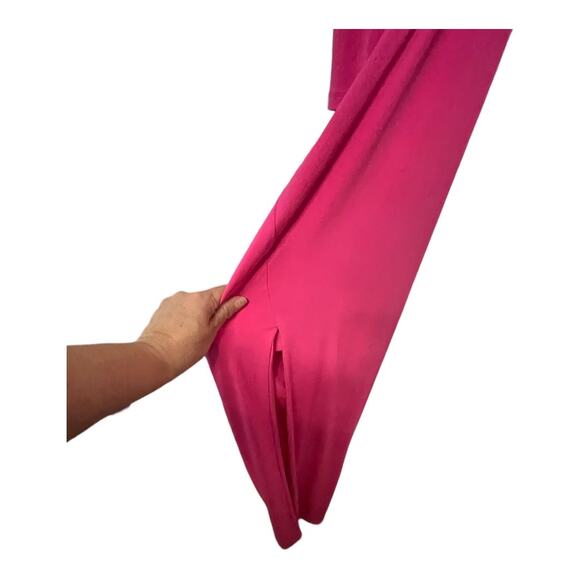 Nookie Jewel Maxi Gown Twist Front Cut-Out Side Slit Long Sleeve Neon Pink Small - Picture 10 of 14